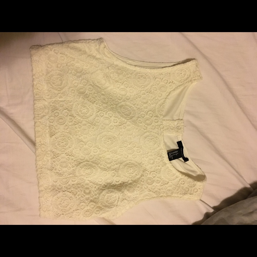 Off white laced crop top